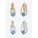 Women's Silvertone 2 Pair Set Hoop Earrings (24x9mm) Round Simulated Blue by PalmBeach Jewelry in March