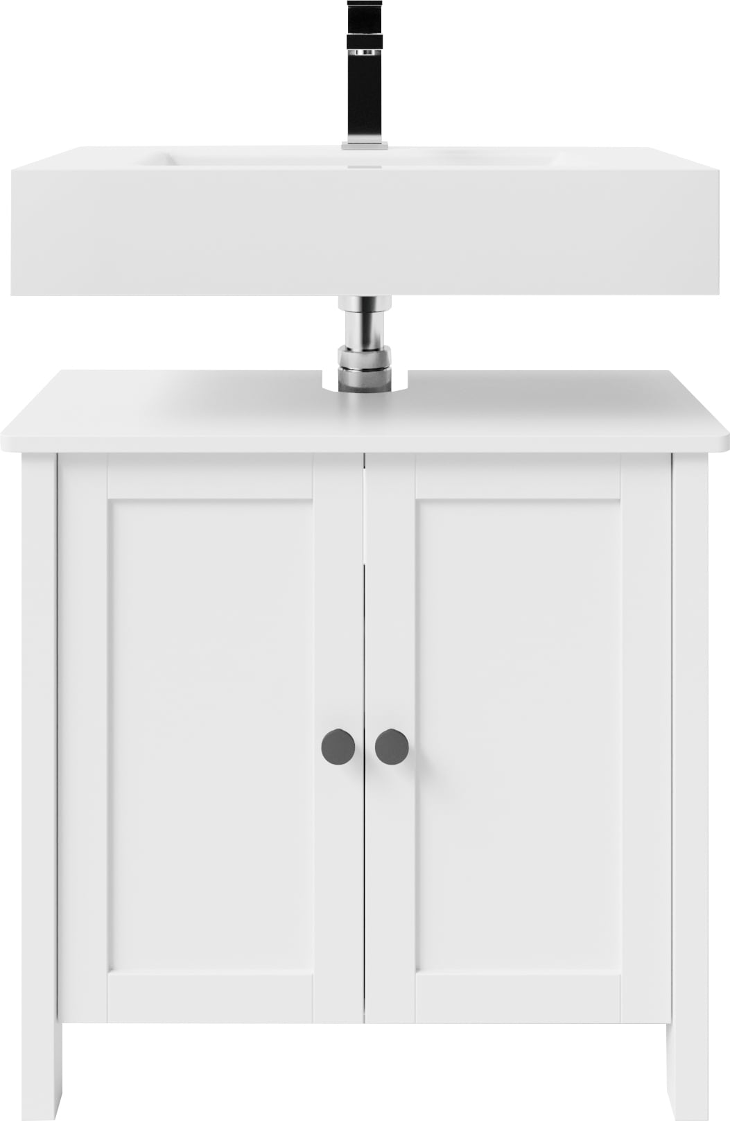 Waschbeckenunterschrank WELLTIME "SYLT", weiß, B:65cm H:61cm T:30cm, FSC-zertifizierter Holzwerkstoff, Kunststoff, MDF, Schränke, Badmöbel, Breite 65cm