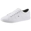 Sneaker TOMMY HILFIGER "ESSENTIAL LEATHER SNEAKER", Herren, Gr. 44, weiß, Leder, sportlich, Schuhe, Freizeitschuh, Halbschuh, Schnürschuh mit Flaggenstickerei