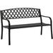 Garden Bench Mental Outdoor Porch Bench with Mesh Pattern & Armrests Steel Frame Patio Bench for Park Backyard Front Porch Path Lawn Work Entryway