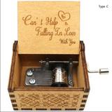 Lover Valentines Day Gift Birthday Presents Can t Help Falling in Love Engraving Music Box Vintage Hand-Cranked TYPE C