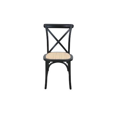 SIT Möbel Stuhl mit Rattan-Sitzfläche | 2er-Set | gepolsterter Sitz | Hevea Holz schwarz | B 48 x T 52 x H 89 cm | 02410