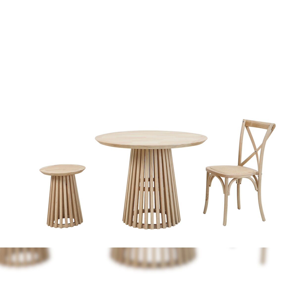 SIT Möbel Beistelltisch Ø 40 cm | klar lackiert | rund | Hevea & Holz-Furnier natur | B 40 x T 40 x H 50 cm | 07107-88 | Serie BEISTELLTISCH Image