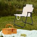 Miumaeov Portable Folding Camping Chair White Iron 600D Oxford Fabric Camping Chair with Carrying Handle Anti-Slip Pads for Beach Camping Hiking Trips Fishing