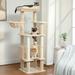 Pefilos 54 Cat Tree Tower for Big Cats Cat Tree House Furniture with Hammock Indoor Cat Condo for Adult Cats Beige