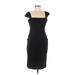 Nine West Casual Dress - Sheath Square Short sleeves: Black Print Dresses - Women's Size 6