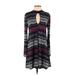 Solo La Fe Casual Dress - A-Line Mock Long sleeves: Black Print Dresses - Women's Size Small