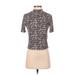 Trafaluc by Zara Short Sleeve T-Shirt: Brown Animal Print Tops - Women's Size Small - Print Wash