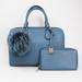 Michael Kors Bags | Michael Kors #40188 Mercer Medium Blue Leather Duffle Bag With Matching Wallet | Color: Blue | Size: Os