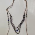 Anthropologie Jewelry | Anthropologie Multi-Strand Blue Gold Lariat Necklace | Color: Blue/Gold | Size: Os