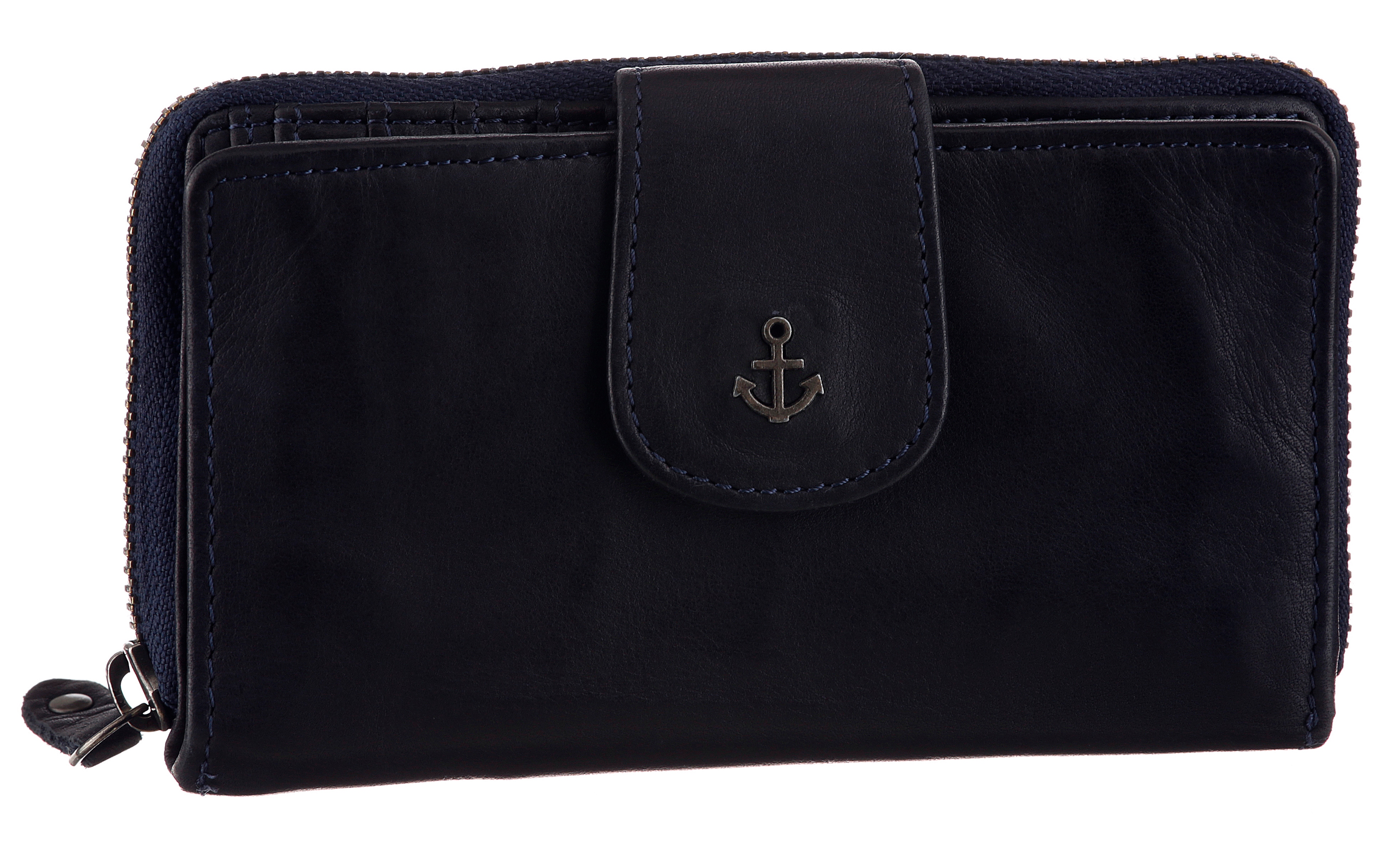 Geldbörse HARBOUR 2ND "Linn", blau (navy), Leder, washed, Kleinlederwaren, mit RFID-Technologie Image