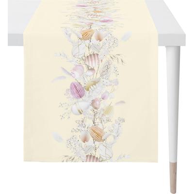 Tischläufer APELT "6500 HAPPY EASTER, Osterdeko, Ostern", gelb (gelb, bunt), B:42cm L:140cm, Polyester, Baumwolle, Tischdecken, Osterdekoration Tischwäsche, Digitaldruck Image