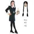 Costume de Cosplay de mercredi Addams pour Fille Robe Éducative en Maille pour Enfants Robes de