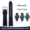 Bracelet de montre en toile et cuir de 20mm pour Omega seasaster 300 Speedmaster co-marque