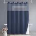 Latitude Run® Honeycomb Waffle Weave Shower Curtain w/ Snap-In Fabric Liner, Mesh Window Cotton Blend in Gray/Blue | 86 H x 71 W in | Wayfair