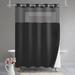 Latitude Run® Honeycomb Waffle Weave Shower Curtain w/ Snap-In Fabric Liner, Mesh Window Cotton Blend in Black | 74 H x 71 W in | Wayfair