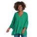 K Jordan Flowy 3/4-Sleeve Blouse (Size L) Green, Polyester,Viscose,Spandex