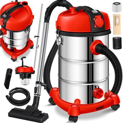 Industriestaubsauger Staubsauger Nass Trocken Sauger Edelstahl 2300W + Steckdose Blasfunktion Image