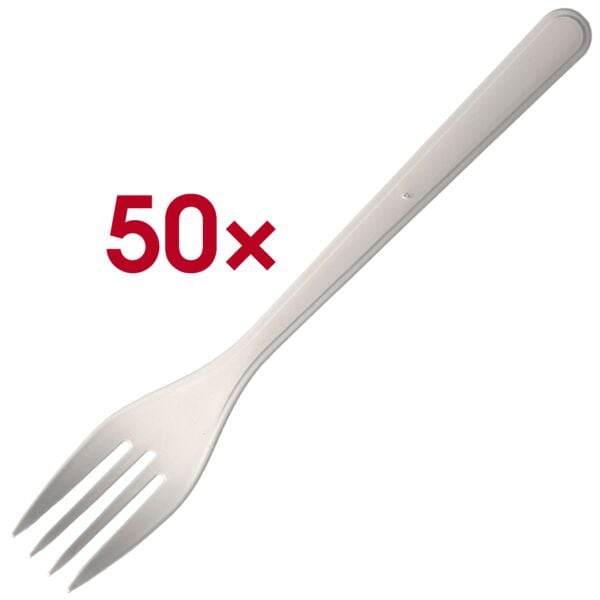 Papstar 50er-Pack Mehrweg-Gabeln 18,5 cm weiß weiß Image
