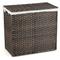 Costway 110L 3-Section Laundry Hamper w/Lid&Handle PE Rattan Clothes - 26'' x 13'' x 24.5'' (L x W x H)