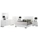 6 Piece PU Bedroom Set with Plank Headboard in Glossy White