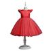 Summer Savings! TAGOLD Girls Baby Long Skirt Solid Princess Bowknot Performance Dress Skirt Dress Red 2-3 Years