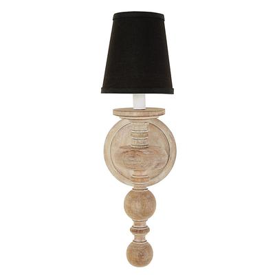 Peyton 1-Light Wood Sconce with Shade - Natural with Tall White Shade - Ballard Designs