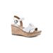 Women's White Mountain Simple Wedge Sandal by White Mountain in White Burnished Smooth (Size 6 M)