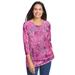 Plus Size Women's Perfect Printed Three-Quarter Sleeve V-Neck Tee by Woman Within in Peony Petal Paisley (Size 34/36) Shirt