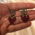 Gucci Jewelry | New In Box Authentic Gucci Gg Strawberry Pendant Earrings | Color: Gold/Red | Size: Os