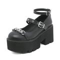 Women Chunky High Heel Round Toe Pump for Women Mary Janes Shoes Platform Chunky Heel Black Dress Pumps Shoes,Black,38 EU/7 US