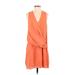 MNG Suit Casual Dress - Mini Plunge Sleeveless: Orange Print Dresses - Women's Size 4