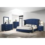CDecor Home Furnishings Chantel Pacific Blue 2-Piece Upholstered Bedroom Set w/ Chest Upholstered in Blue/Brown | Wayfair 223148Q-S2C