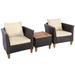 Winston Porter Bjana 3 Piece Rattan Seating Group w/ Cushions Synthetic Wicker/Wood/All - Weather Wicker/Natural Hardwoods/Wicker/Rattan | Outdoor Furniture | Wayfair