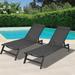 Latitude Run® Outdoor 2-Pcs Set Fabric Chaise Lounge Chairs All Weather For Patio Beach Metal in Black | 12 H x 20 W x 75 D in | Wayfair