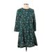 H&M Casual Dress - A-Line Crew Neck 3/4 sleeves: Teal Dresses - Women's Size 4