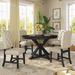 Functional Retro Style Dining Table Set with Extendable Table and 4 Upholstered Chairs for Dining Room and Living Room
