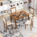 5-Piece Wood Dining Table Set Simple Style Kitchen Dining Set Rectangular Table with Upholstered Chairs for Limited Space