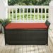 CoSoTower Patio Wicker Storage Bench Outdoor Rattan Deck Storage Box With Red Cushion