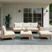 LAUSAINT HOME 6-Piece Patio Conversation Set Outdoor Sectionals with 4 Chairs 2 Ottomans and Plush Beige Cushions