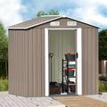 Churanty 6 x 4 FT Patio Garden Shed Metal Storage Shed for Tools Garden Shed Lockable Door Tool Cabinet Vents for Backyard Lawn Garden Brown