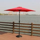 8.8 Feet Outdoor Aluminum Patio Umbrella Round Market Umbrella with Push Button Tilt and Crank Lift Patio Umbrella with 33 Pounds Resin Umbrella Base Push Button Tilt and Crank Lift Red