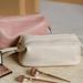 Happy Date Large Vegan Leather Makeup Bag Zipper Pouch Travel Cosmetic Organizer for Women and Girls