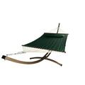 Petra Leisure 15 Ft. Indoor/Outdoor Heavy Duty Textured Bronze Steel Arc Hammock Stand & Premium Quilted Hammock Bed w/Pillow.(Elegant Green)