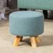 Homebeez Round Fabric Padded Ottoman Foot Rest Stool Wood Sofa Change Shoes Stool Blue