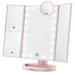 Hamswan Makeup Mirror Vanity Mirror with Lights 2X 3X 10X Magnification Tri-fold Lighted Makeup Mirror Touch Control Dual Power Supply Portable Make up Mirror for Women Girls - Pink