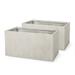 GDF Studio Fardeen Outdoor Modern Cast Stone Rectangular Planters Set of 2 White Large