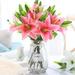 Viworld Artificial Tiger Lily 5Pcs Latex Fake Flowers Real Touch Bouquet For Wedding Party Home Office Garden Hotel Decor (Dark Pink)