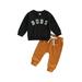 wsevypo Baby Boy Clothes Outfits 2pcs Letter Print Crewneck Sweatshirt Pants Sweatsuit Little Boy Clothing