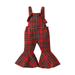 KI-8jcuD Girls Clothes Toddler Girls Sleeveless Plaid Prints Romper Bell Bottoms Jumpsuit Clothes 18 Month Old Outfit Girl Clothes Baby Summer Baby Girl Summer Clothes 6-9 Months Jumpsuits For Girls